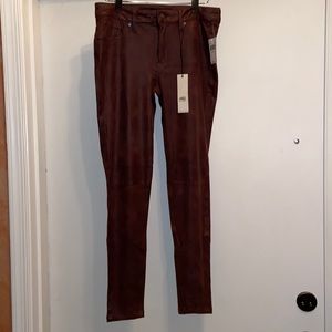 NWT ABS Allen Schwartz Brown Faux Leather Jeans size 27